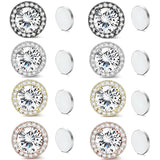Stainless Steel Magnetic CZ Round Halo Stud Earrings for Men Women, Round Cubic Zirconia Inlaid Magnetic Earrings Non-Piercing Clip On Stud Earring - FITINY Jewelry