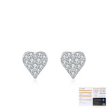 Delicate Heart-Shaped Moissanite Stud Earrings in Sterling S - Detail View - FITINY Jewelry