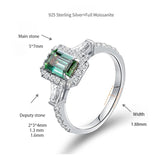 Emerald-Cut Green Moissanite Ring in Sterling Silver with 18K Gold Plating