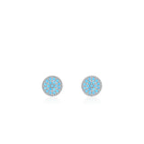 Round Turquoise Stud Earrings in Sterling Silver – Minimalis - Detail View - FITINY Jewelry