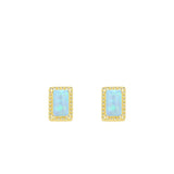 Geometric Opal Stud Earrings & Sterling Silver Ring Set in Modern Minimalist Design