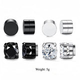 Multi Sets of Stainless Steel Magnetic CZ Stud Earrings for Men Women, 6mm Cubic Zirconia Inlaid Hypoallergenic Earring Packs, Non-Piercing Clip On Earring Combo - FITINY Jewelry