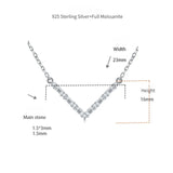 V-Shape Pendant Necklace in 925 Sterling Silver with Premium Moissanite — White Gold or Rose Gold Plated