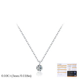 Round Moissanite Solitaire Pendant Necklace in Sterling Silv - On Model View - FITINY