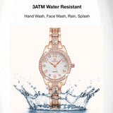 Seno Rhinestone Bracelet Watch, 30M Waterproof, Shimmering Rhinestone & Diamond Dial, Stylish Quartz Wristwatch for Women, Elegant Jewelry Clasp Timepiece - FITINY Jewelry