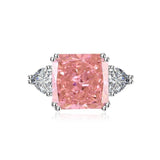 Multicolor Ice Flower Cut Square CZ Adjustable Ring, 12*12mm 8A Main Cubic Zirconia, Two Heart Side CZ, Dainty Luxe - FITINY Jewelry