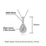 S925 High Carbon CZ Teardrop Halo Pendant Necklace with Pavé Top Frame, 6-11mm Cubic Zirconia, Sterling Silver Pear Shape Pendant for Her - FITINY Jewelry