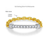 FITINY T-Shape Moissanite Bracelet – 9 Round Brilliant 4.0mm Stones in Rhodium-Plated Sterling Silver