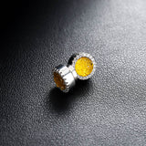 Multicolor Crystal Cluster Magnetic Round Halo Stud Earrings for Men Women, 6mm Round Crystal Inlaid Magnetic Earrings Non-Piercing Clip On Stud Earring - FITINY Jewelry