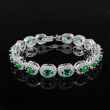 Colorful CZ Halo Tennis Bracelet, Multicolor Gemstone Bridal Jewelry, Unique Pattern Gift for Her, Cubic Zirconia Bridesmaid Bracelet - FITINY Jewelry