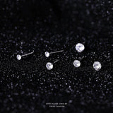 S999 Dazzling Minimalist CZ Stud Earrings, 2-8MM Cubic Zirconia Hypoallergenic Pure Sterling Silver Tiny Earrings for Sensitive Ears Daily - FITINY Jewelry