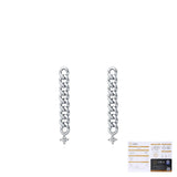 Geometric Single-Stone Chain Earrings in Sterling Silver wit - Detail View - FITINY Jewelry