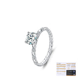 Round Moissanite Solitaire Ring in Sterling Silver - On Model View - FITINY