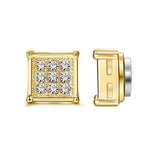 Stainless Steel Magnetic Iced Out CZ Square Stud Earrings for Men Women, 9 Mini Cubic Zirconia Inlaid Magnetic Earrings Non-Piercing Clip On Stud Earring - FITINY Jewelry