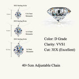 S925 Mermaid Tear Floating Moissanite Necklace, 0.5–3ct Sterling Silver Invisible Fishing Line Pendant, 40+5cm Adjustable Dainty Minimalist Choker - FITINY Jewelry