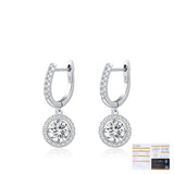 Geometric Round Brilliant Zirconia Hoop Earrings in Sterling Silver