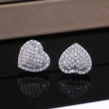 Dainty Iced Out CZ Heart Stud Earrings, Micro-Pavé Love Studs for Women Gifts - FITINY Jewelry