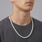 White Gold (Width 5mm) iced out tennis chain necklace worn