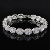 Colorful CZ Halo Tennis Bracelet, Multicolor Gemstone Bridal Jewelry, Unique Pattern Gift for Her, Cubic Zirconia Bridesmaid Bracelet - FITINY Jewelry