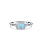 Geometric Opal Stud Earrings & Sterling Silver Ring Set in Modern Minimalist Design