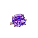 Multicolor Star Cut Bold Square CZ Adjustable Ring, Super Sparkling 14*14mm Main Cubic Zirconia, Pavé CZ Band, Dainty Luxe - FITINY Jewelry