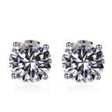 S925 Multicolor Moissanite 4-Prong Stud Earrings, 10 Color 0.5-3ct D-Grade VVS Certificate, Unisex Hypoallergenic Sterling Silver Gift - FITINY Jewelry