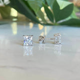S925 Square Princess Cut CZ or Moissanite Stud Earrings, 0.6-2ct Sterling Silver Hypoallergenic Zirconia Gift for Her Him - FITINY Jewelry