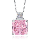 Multicolor Ice Flower Cut CZ Dual Cushion Pendant Necklace, 12*12mm 5A Cubic Zirconia, Dainty Luxe Pendant - FITINY Jewelry