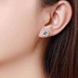 S925 Colorful Moissanite/CZ Sunflower Halo Stud Earrings, 12 Color 0.5ct D-Grade VVS Certificate, Hypoallergenic Sterling Silver Jewelry Gift - FITINY Jewelry