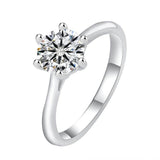 S925 Classic 6-Prong High Carbon CZ Engagement Ring, 0.5–3ct Round Cut Cubic Zirconia, Sterling Silver Daily Gift for Her Him - FITINY Jewelry