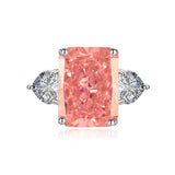 Multicolor Ice Flower Cut CZ Adjustable Ring, 10*14mm 5A Main Cubic Zirconia, Two Heart Side CZ, Dainty Luxe - FITINY Jewelry