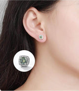 S925 Magnetic Multicolor Moissanite Square Halo Stud Earrings for Men Women, 0.5/1ct Round Cut, Inlaid Magnetic Earrings Non-Piercing Clip On Stud Earring - FITINY Jewelry