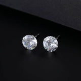 S999 Dazzling Minimalist CZ Stud Earrings, 2-8MM Cubic Zirconia Hypoallergenic Pure Sterling Silver Tiny Earrings for Sensitive Ears Daily - FITINY Jewelry