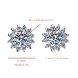 S925 Moissanite/CZ Sunflower Halo Stud Earrings, 0.5ct D-Grade VVS Certificate, Hypoallergenic Sterling Silver Jewelry Gift - FITINY Jewelry
