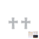 Minimalist Cross Stud Earrings in Sterling Silver with Moiss - Detail View - FITINY Jewelry