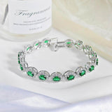 Colorful CZ Halo Tennis Bracelet, Multicolor Gemstone Bridal Jewelry, Unique Pattern Gift for Her, Cubic Zirconia Bridesmaid Bracelet - FITINY Jewelry