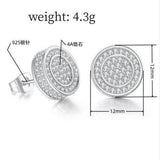 Iced Out CZ 18k Dazzling Stud Earrings, S925 Silver Post, 4 Style Options, Hip Hop Hypoallergenic 4A Cubic Zirconia Bling Studs for Men and Women - FITINY Jewelry