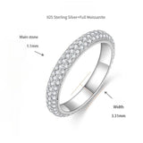 S925 Moissanite Three-Row Matching Couple Eternity Bands, Narrow 0.8ct & Wide 2.4ct Full Pave Rings, 18K White Gold Plated, US Size 4.5–10 - FITINY Jewelry