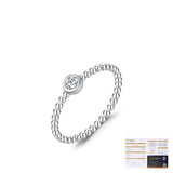 Round Moissanite Accent Ring in Sterling Silver – Minimalist Geometric Design