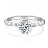 Geometric Round Moissanite Ring in Sterling Silver – 1 Carat - Front View - FITINY Jewelry