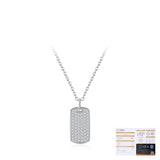 Geometric Square Pendant Necklace in Sterling Silver with Moissanite Accents