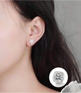 S925 Magnetic Multicolor Moissanite Square Halo Stud Earrings for Men Women, 0.5/1ct Round Cut, Inlaid Magnetic Earrings Non-Piercing Clip On Stud Earring - FITINY Jewelry