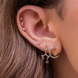 6 Pieces Radiant Hoop Layers Earring Set, 18k Gold Stud Hoop, S925 Needle, Stacked Lobe Designs with Dazzling Zirconia - FITINY Jewelry