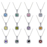 S925 Colorful Moissanite Pendant Necklace with Pavé-Set Halo & Hoop, 1ct D-Grade VVS1 Moissanite in 12 Dazzling Colors with GAR Certification, Sterling Silver Necklace - FITINY Jewelry