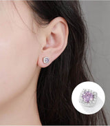 S925 Magnetic Multicolor Moissanite Square Halo Stud Earrings for Men Women, 0.5/1ct Round Cut, Inlaid Magnetic Earrings Non-Piercing Clip On Stud Earring - FITINY Jewelry