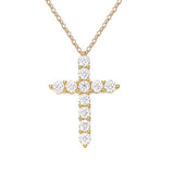 S925 Moissanite Cross Necklace, 3 Color Options, 11 Stones 0.1-0.5ct VVS, Dainty Luxe Clavicle Pendant, Sterling Silver Jewelry - FITINY Jewelry