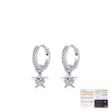 Star-Shaped Moissanite Stud Earrings in Sterling Silver - On Model View - FITINY