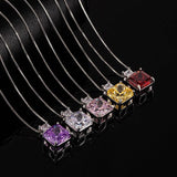 Multicolor Ice Flower Cut CZ Dual Cushion Pendant Necklace, 12*12mm 5A Cubic Zirconia, Dainty Luxe Pendant - FITINY Jewelry
