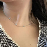 18K Gold Plated Tiny Blue Flower Necklace For Women, Gold Color Cute Pendant Necklace, Trendy Female Fashion Jewelry - FITINY Jewelry