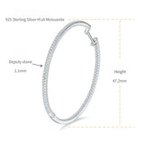 FITINY Oversized 50mm Hoop Earrings with Brilliant Round Moissanite Stones — Premium 925 Sterling Silver